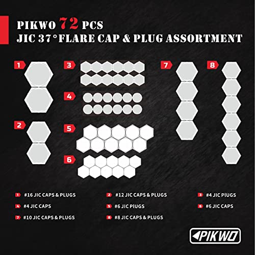 Pikwo 160 PC JIC and ORFS Master Industrial Hydraulic Cap and Plug Hose Tube and Pipe Fitting Kit Cap and Plug Kit Precision Threading in ORFS and 37° Dash Sizes 4 6 8 10 12 16 - Image 4