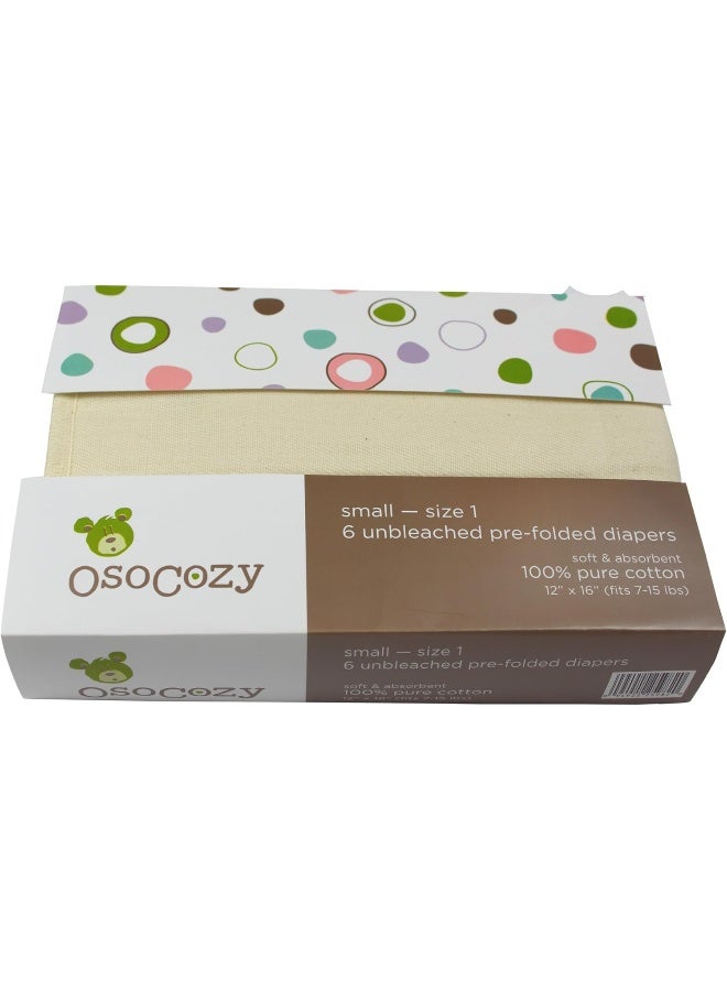 OsoCozy OsoCozy Prefolds Unbleached Cloth Baby Diapers, Size 1 (7-15 lbs), 6 Pack, Soft, Absorbent and Durable 100% Natural Cotton - Image 1