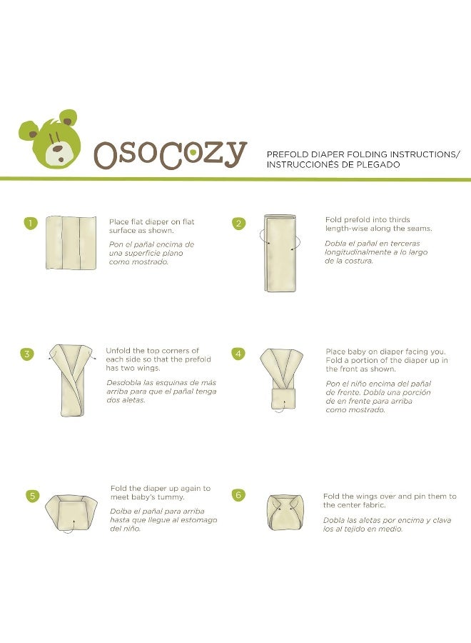 OsoCozy OsoCozy Prefolds Unbleached Cloth Baby Diapers, Size 1 (7-15 lbs), 6 Pack, Soft, Absorbent and Durable 100% Natural Cotton - Image 4