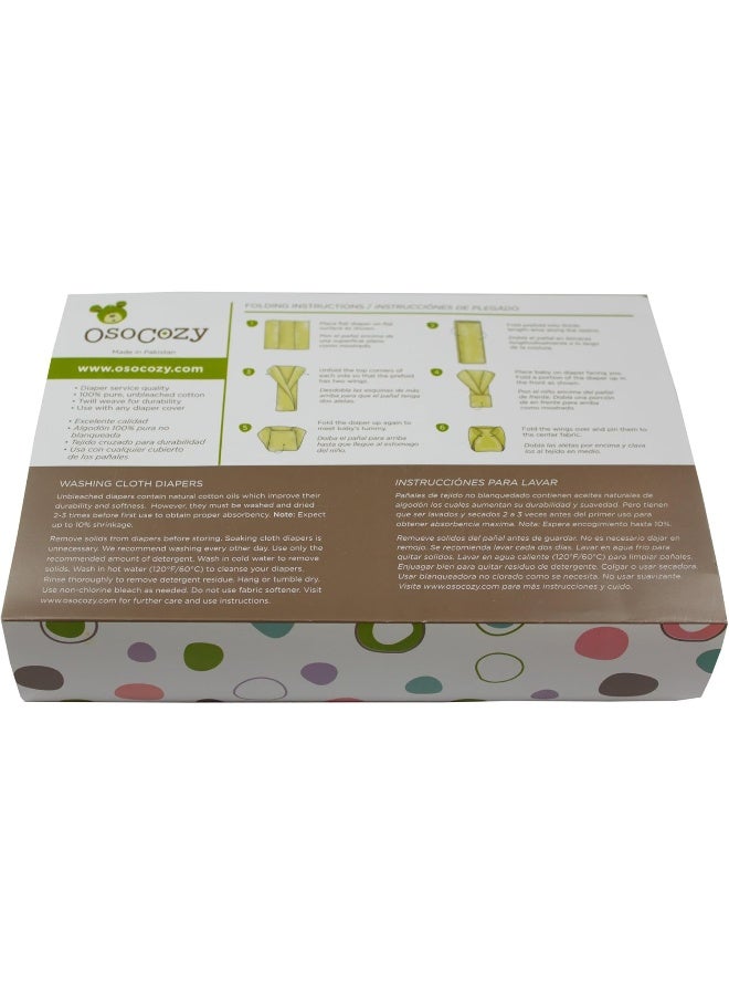 OsoCozy OsoCozy Prefolds Unbleached Cloth Baby Diapers, Size 1 (7-15 lbs), 6 Pack, Soft, Absorbent and Durable 100% Natural Cotton - Image 2