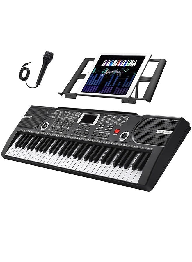 والالا بيانو لوحة مفاتيح 61 مفتاحًا، بيانو لوحة مفاتيح إلكتروني محمول للمبتدئين مع مكبرات صوت، ميكروفون، حامل نوتة موسيقية، لوحة مفاتيح موسيقية رقمية للمبتدئين والمراهقين، كابل صوت، نوتة موسيقية، دليل، ملصقات لوحة مفاتيح، مصدر طاقة، حامل نوتة موسيقية، ميكروفون - Image 1