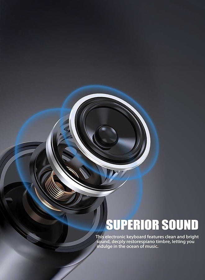 والالا بيانو لوحة مفاتيح 61 مفتاحًا، بيانو لوحة مفاتيح إلكتروني محمول للمبتدئين مع مكبرات صوت، ميكروفون، حامل نوتة موسيقية، لوحة مفاتيح موسيقية رقمية للمبتدئين والمراهقين، كابل صوت، نوتة موسيقية، دليل، ملصقات لوحة مفاتيح، مصدر طاقة، حامل نوتة موسيقية، ميكروفون - Image 4