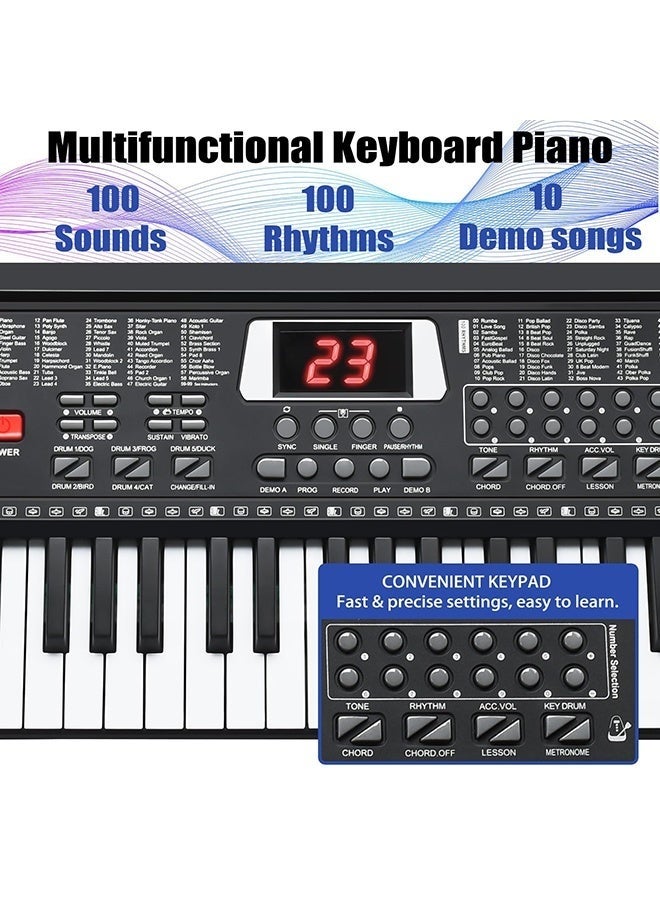 والالا بيانو لوحة مفاتيح 61 مفتاحًا، بيانو لوحة مفاتيح إلكتروني محمول للمبتدئين مع مكبرات صوت، ميكروفون، حامل نوتة موسيقية، لوحة مفاتيح موسيقية رقمية للمبتدئين والمراهقين، كابل صوت، نوتة موسيقية، دليل، ملصقات لوحة مفاتيح، مصدر طاقة، حامل نوتة موسيقية، ميكروفون - Image 2