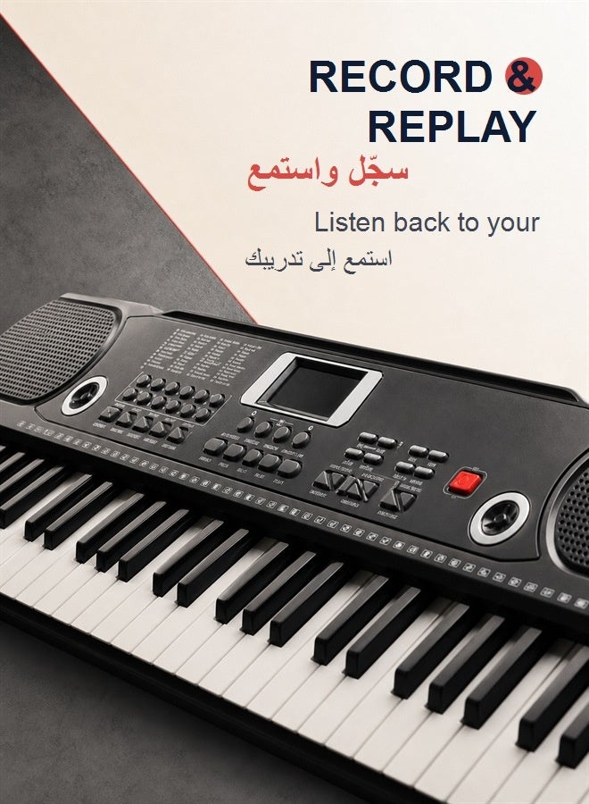 WALALLA 61 Key Keyboard Piano, Portable Electronic Keyboard Piano for Beginners with Speakers, Microphone, Sheet Music Stand, Digital Music Keyboard for Beginners Teen, Audio cable, sheet music, manual, keyboard stickers, power supply, music stand, microphone - Image 4