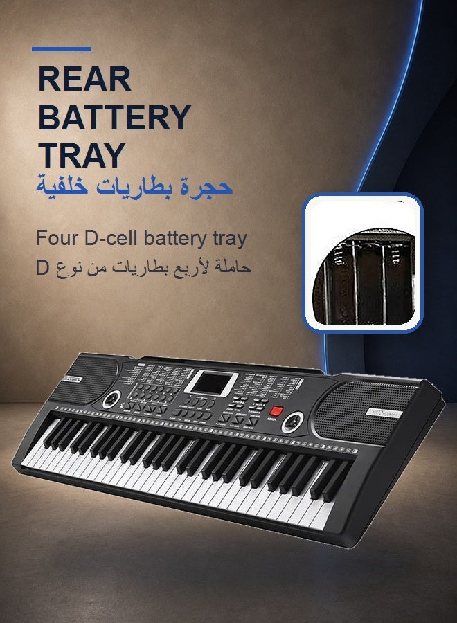 WALALLA 61 Key Keyboard Piano, Portable Electronic Keyboard Piano for Beginners with Speakers, Microphone, Sheet Music Stand, Digital Music Keyboard for Beginners Teen, Audio cable, sheet music, manual, keyboard stickers, power supply, music stand, microphone - Image 5