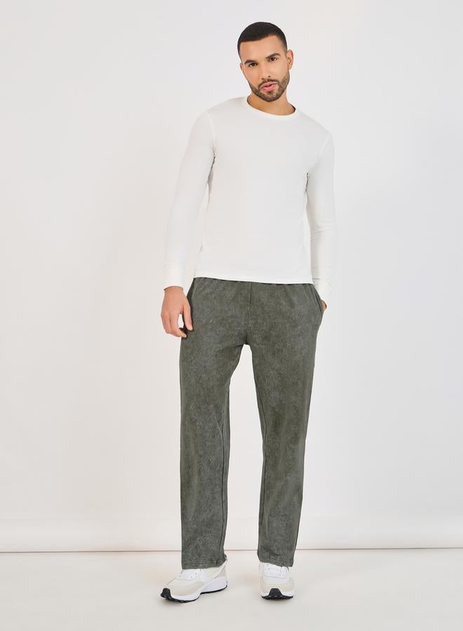 Acid Wash Relaxed Fit Open Hem Joggers