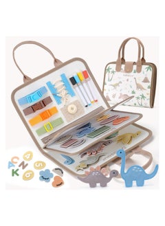 General Busy board Montessori 2 3 4 years old, Montessori sensory panel for children with 3D dinosaurs, educational game Quiet Books Gift for children 1 2 3 years old  - Image 1