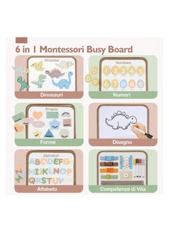 General Busy board Montessori 2 3 4 years old, Montessori sensory panel for children with 3D dinosaurs, educational game Quiet Books Gift for children 1 2 3 years old  - Image 2