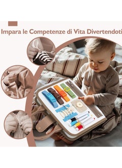 General Busy board Montessori 2 3 4 years old, Montessori sensory panel for children with 3D dinosaurs, educational game Quiet Books Gift for children 1 2 3 years old  - Image 3