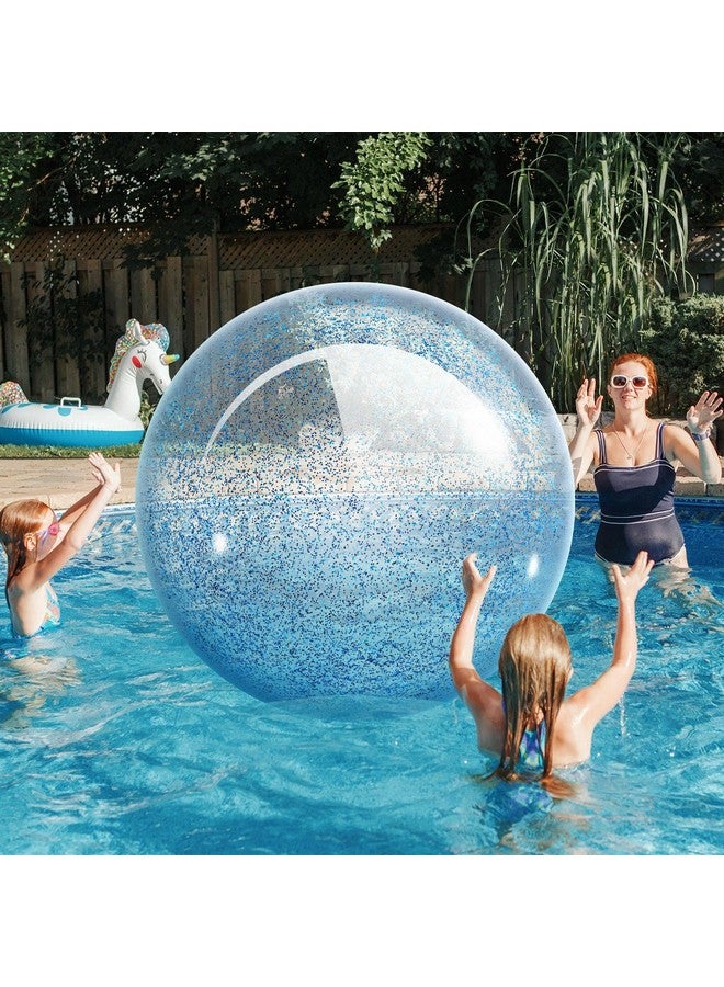 Junkin كرات شاطئية عملاقة من جنكين 2 قطعة 48'' مزينة بالخرز اللامع قابلة للنفخ باللون الأزرق - Image 5