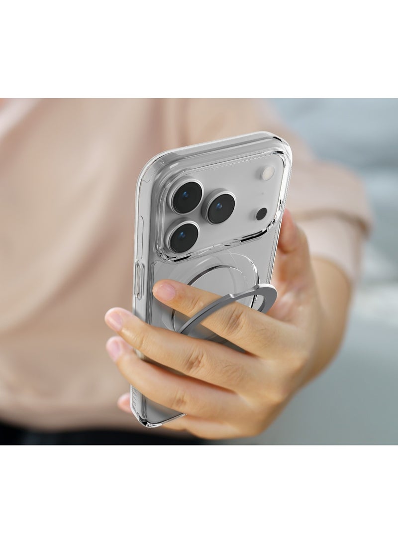 LEVELO Verona MagSafe Case for iPhone 17 Pro with Reinforced Kickstand Ring & Strong Magnet / Shock-Resistant Bumper / Multi-Functional Ring Kickstand / Raised Bezels for Camera & Screen - Transparent - Image 5