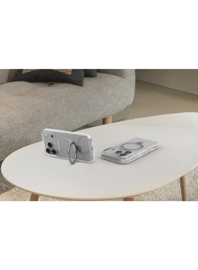 LEVELO Verona MagSafe Case for iPhone 17 Pro with Reinforced Kickstand Ring & Strong Magnet / Shock-Resistant Bumper / Multi-Functional Ring Kickstand / Raised Bezels for Camera & Screen - Transparent - Image 2