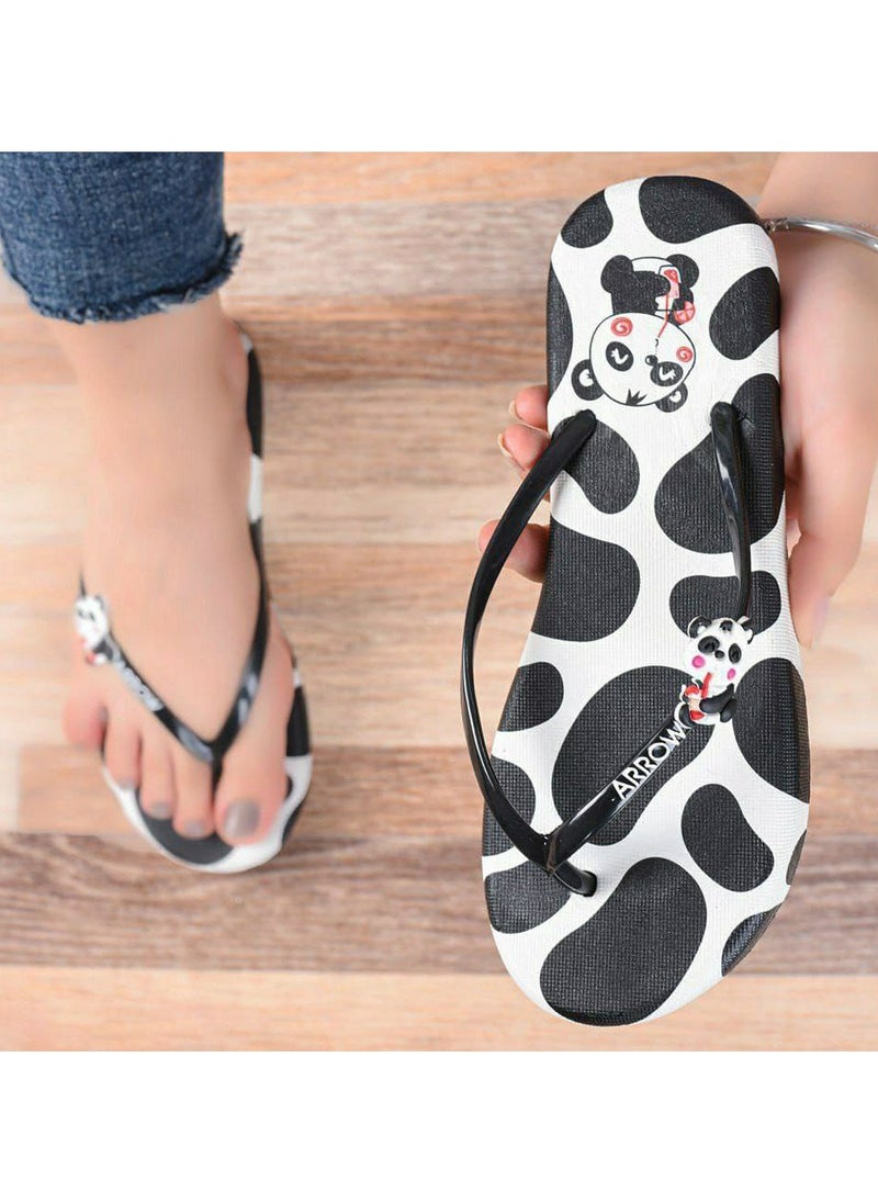 Generic - Women's White and Black Animals Home Flip-Flop - Image 1