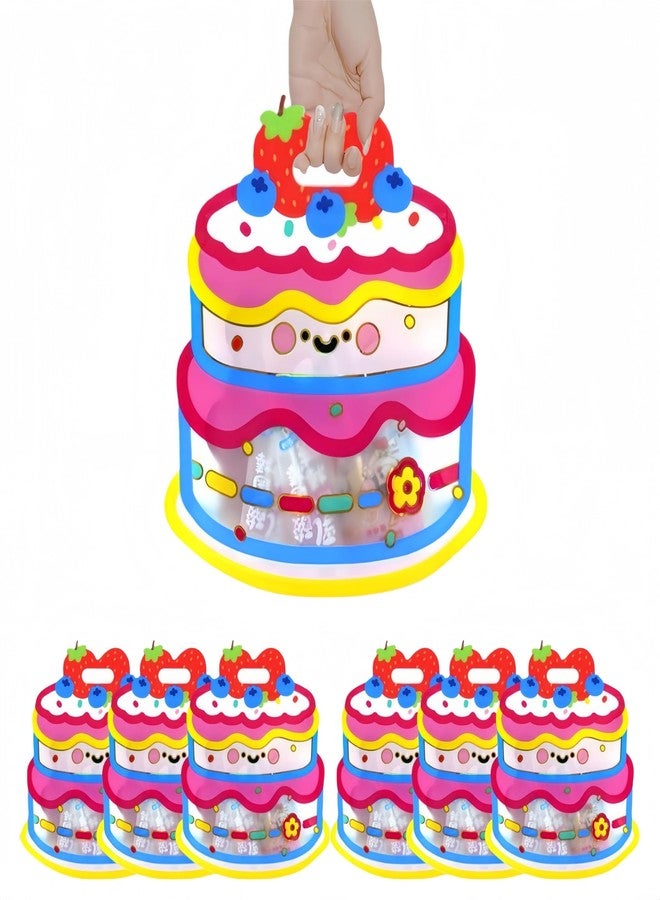 MITOB 20 Pack Small Reusable Strong Goodies Bags Clear Window Resealable Stand Up Pouch Handle Zipper Closure Bulk Gift Wrapper for Candy Snacks Treat Food Storage for Party Favor Kids (Pink) - Image 1