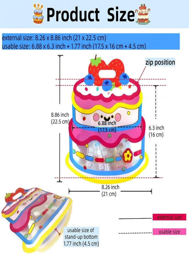 MITOB 20 Pack Small Reusable Strong Goodies Bags Clear Window Resealable Stand Up Pouch Handle Zipper Closure Bulk Gift Wrapper for Candy Snacks Treat Food Storage for Party Favor Kids (Pink) - Image 2