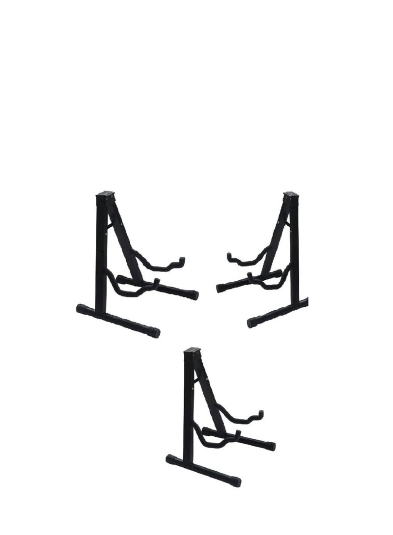 Megarya Megarya Guitar Stand,Portable A-frame Guitar Floor Stand for Acoustic Guitar,Classic Guitar,Electric Guitars,Bass,Ukulele (3-Pack, Black) - Image 1