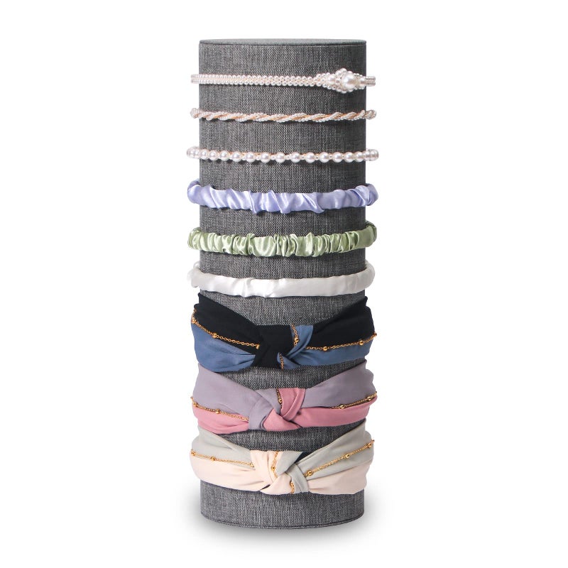Coward Vertical Headband Holder Hairband Accessories Display Stand Necklaces Scrunchie Hairband Showcase Storage (gray linen) - Image 1