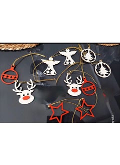Masalsı Concept Fairytale Concept 10 Pieces Wooden Christmas Ornaments New Year Pine Tree Ornament 