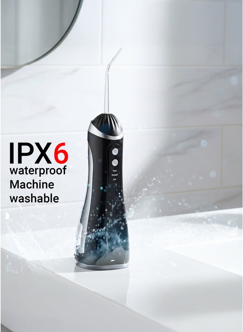 جهاز تنظيف الأسنان بالماء بتصميم محمول مع 4 أنابيب أسود - Image 4