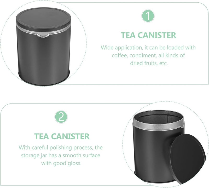 HANABASS 2pcs Small Tinplate Tea Canisters with Airtight Lids, Black Gold Metal Loose Leaf Tea Storage Jars, Food Storage Containers for Kitchen Organization - Image 3