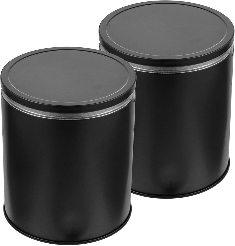 HANABASS 2pcs Small Tinplate Tea Canisters with Airtight Lids, Black Gold Metal Loose Leaf Tea Storage Jars, Food Storage Containers for Kitchen Organization - Image 1