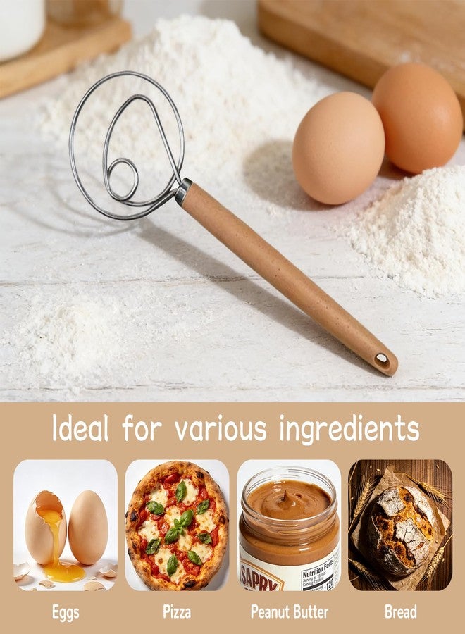 IVICOO Stainless Steel Dough Whisk with Wood Handle,Premium Bread Whisk for Baking, Rust-Proof Kitchen Utensil - Image 5