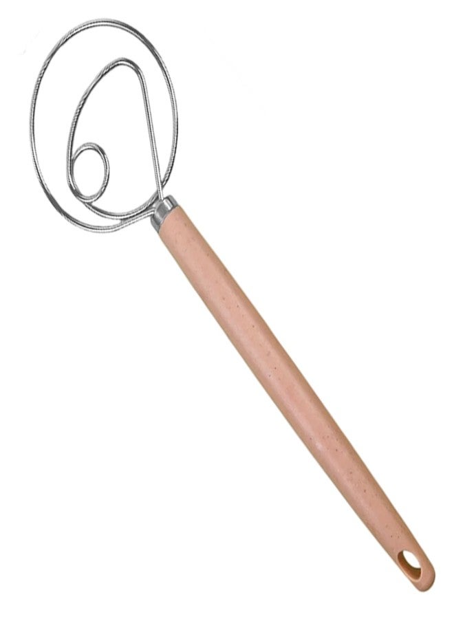 IVICOO Stainless Steel Dough Whisk with Wood Handle,Premium Bread Whisk for Baking, Rust-Proof Kitchen Utensil - Image 1