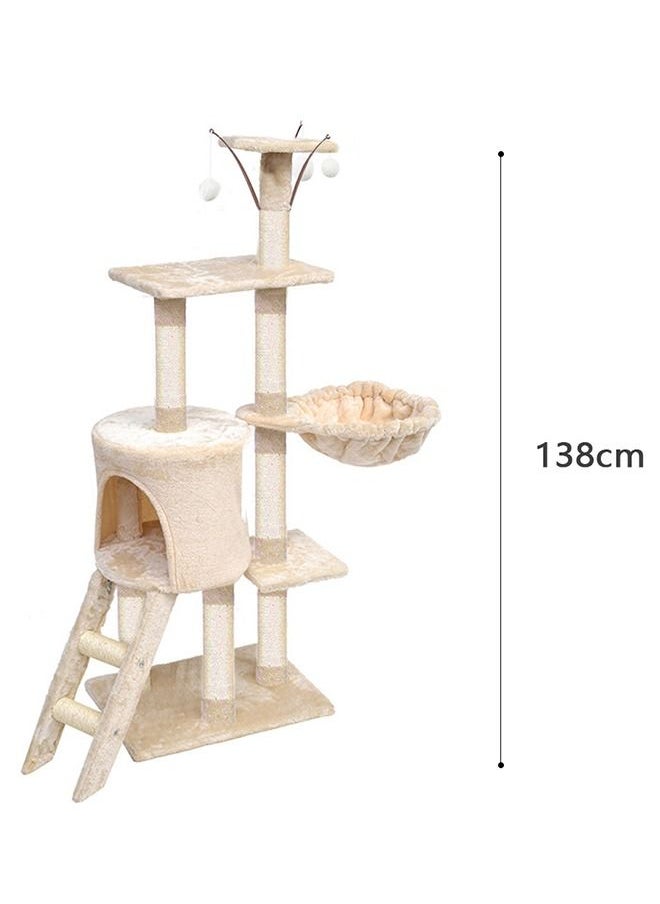 Multi-Level Cat Tree, 138Cm Height Activity Cat Tower Furniture For Large Small Cat 50x35x138 Cm Beige Wood - pzsku/Z088F51B179136A0B1E7DZ/45/_/1665736180/bceb5016-57c6-440b-aa87-2780a23cb7cb