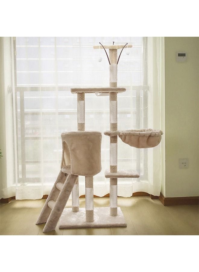 Multi-Level Cat Tree, 138Cm Height Activity Cat Tower Furniture For Large Small Cat 50x35x138 Cm Beige Wood - pzsku/Z088F51B179136A0B1E7DZ/45/_/1665736181/a4e2a933-a6b3-46a8-889d-f8a3c19ae1cb