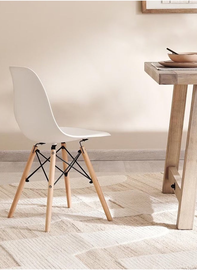 Taimi - Modern Plast Style Plastic Dining Chair Mid Century Modern DSW Chair, Shell Lounge Plastic Chair with Natural Wooden Legs for Office, Kitchen, Dining, Bedroom, Living Room Side Chair White - Image 1