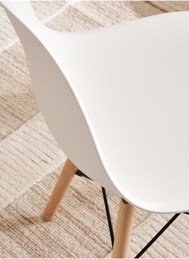Taimi - Modern Plast Style Plastic Dining Chair Mid Century Modern DSW Chair, Shell Lounge Plastic Chair with Natural Wooden Legs for Office, Kitchen, Dining, Bedroom, Living Room Side Chair White - Image 1