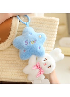 Super Cute Soft Stars Moon Clouds Plush Pendant Retractable Rope Backpack Pendant Rainbow Rabbit Keychain-Specifications:Star Rabbit Drawing Pendant-Color:10cm/40g