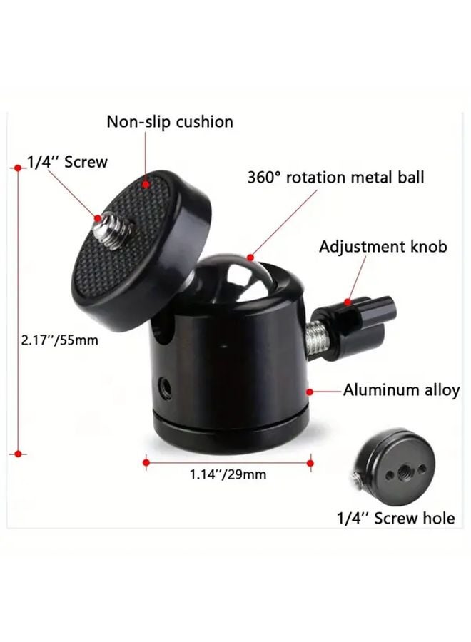 Black 1 4 Inch Ball Head Screw Tripod Mount 360 Rotating Base Adapter For DSLR Camera - Image 3
