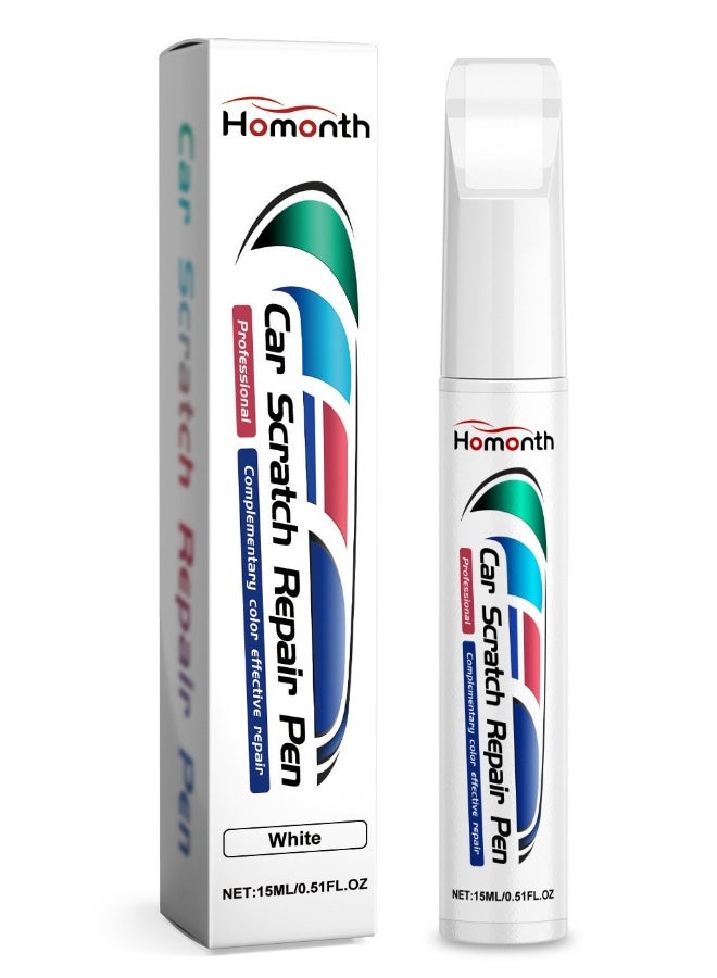 Homonth Touch Up Paint for Cars, Automotive Paint, 2 in 1 Car Touch Up Paint Erase Car Scratches Pen for Vehicles, Quick & Easy to Repair Universal Car Paint (White) - Image 1