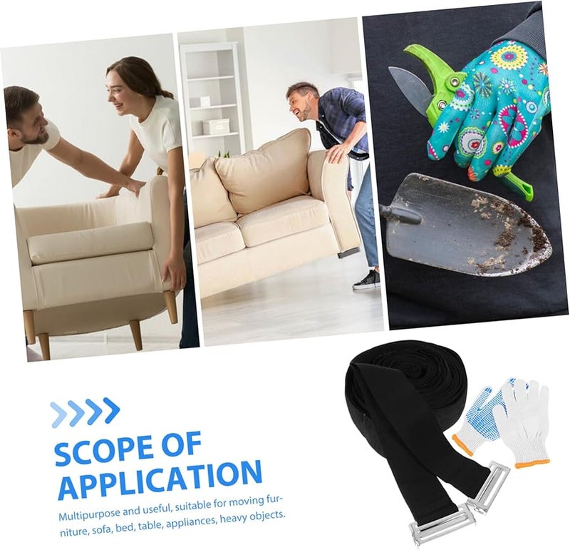 أشرطة الكتف السوداء لتحريك الأثاث، أشرطة رفع غير قابلة للانزلاق، سهلة الاستخدام من قبل شخص واحد - Image 5