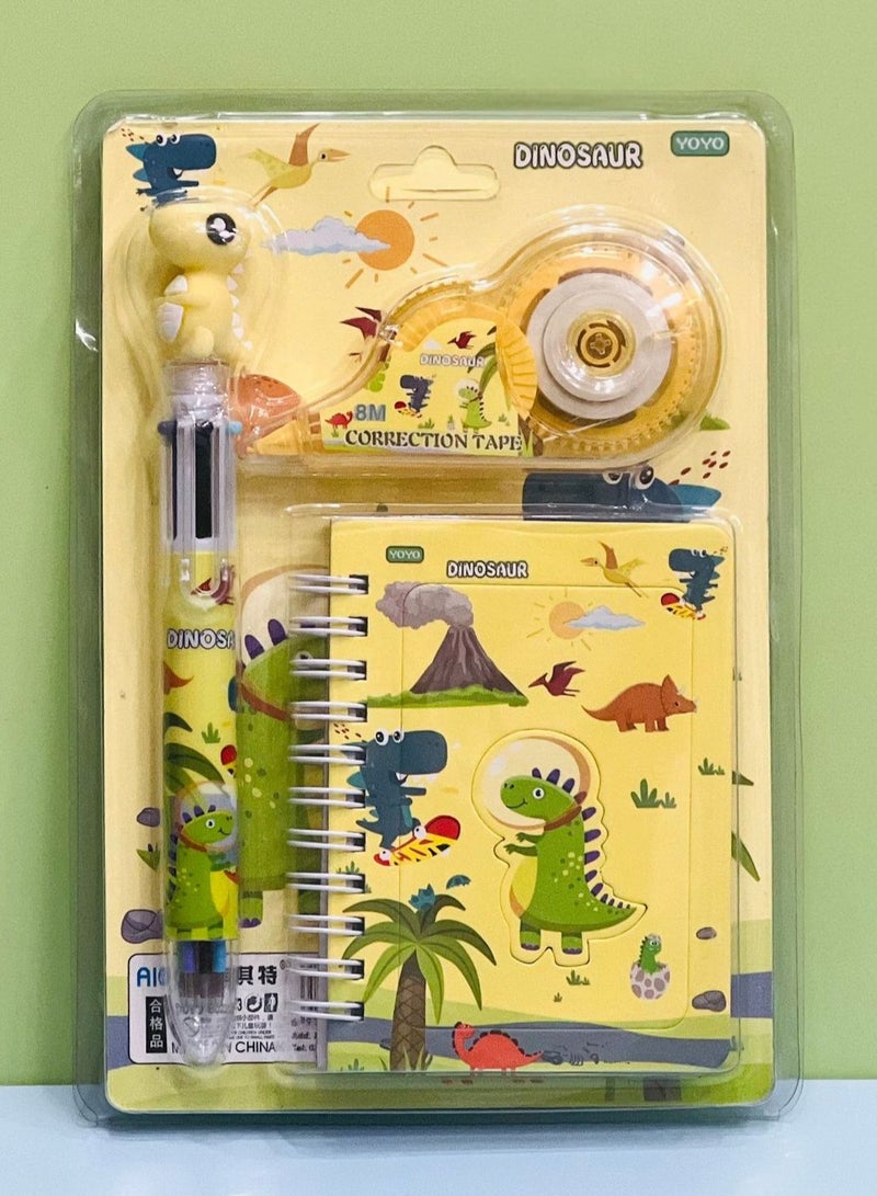 Generic Cute stationery set 3-piece set, - including correction tape, notebook, multi-color ballpoint pen Portable office supplies, fun gift for painting 