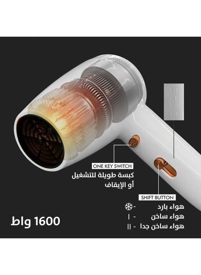 إنزو مجفف شعر احترافي و صغير الحجم وخفيف الوزن وقوي بإعدادات ساخنة وباردة ميزة إيقاف التشغيل التلقائي EN- 6005 - Image 4