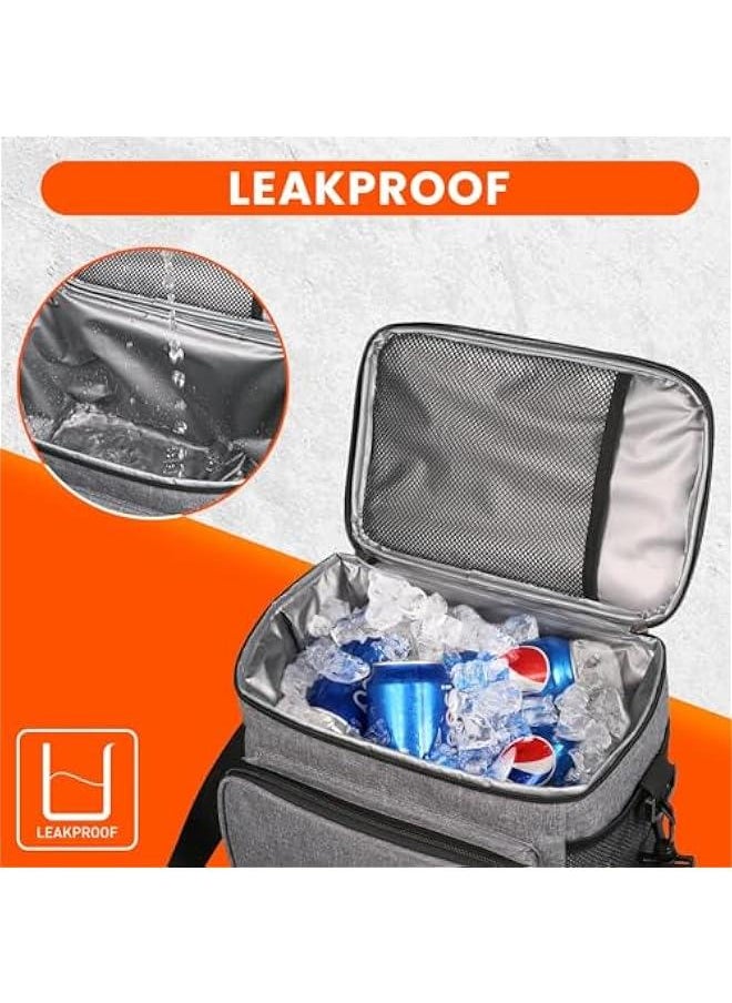 HOOKOR Insulated Lunch Bag For Women Men, 10L Waterproof Cooler Bag Lunch Box For Women Portable Reusable LunchBox With Adjustable Straps, Lunch Tote Bag For Work, Grey  - Image 3