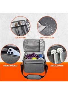 HOOKOR Insulated Lunch Bag For Women Men, 10L Waterproof Cooler Bag Lunch Box For Women Portable Reusable LunchBox With Adjustable Straps, Lunch Tote Bag For Work, Grey  - Image 4