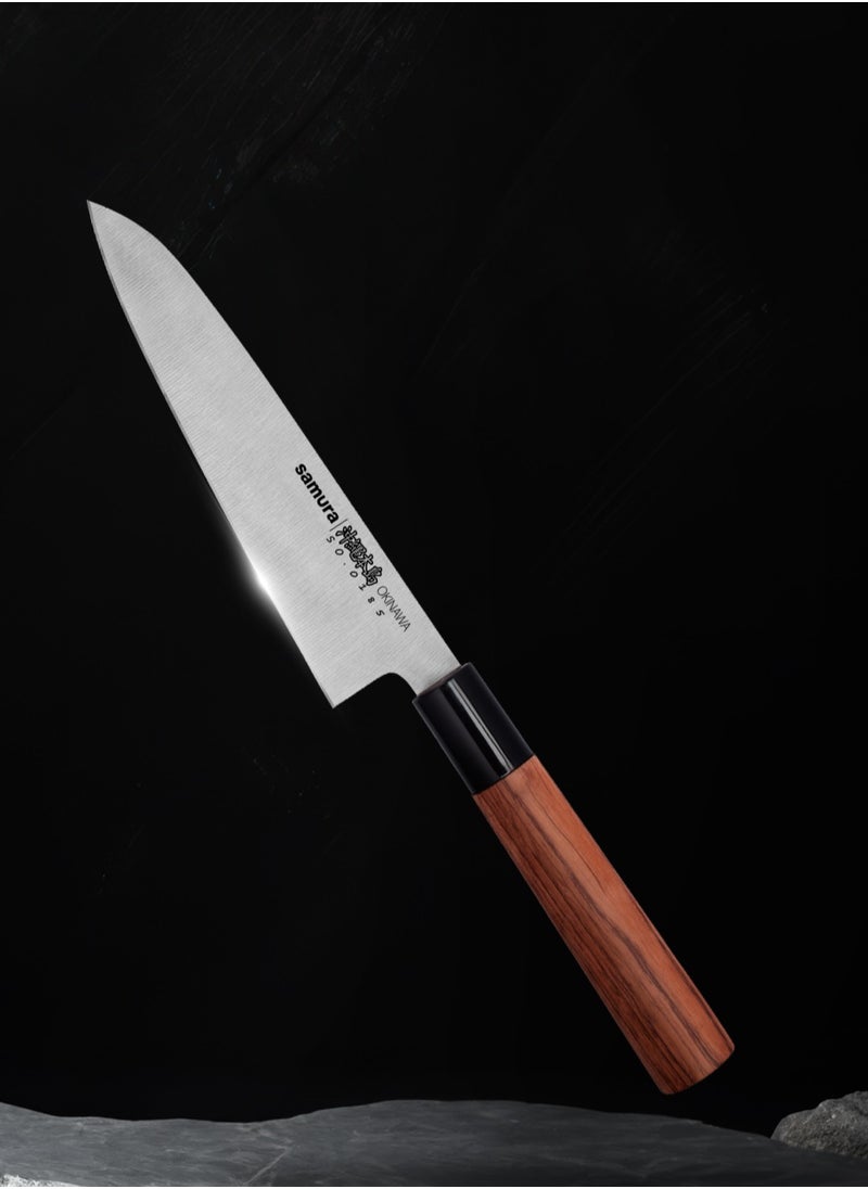 Samura Samura OKINAWA Gyuto Knife | 6.7"/170 mm | Double-Edged Blade | Rosewood Handle | AUS-8 Stonewash Blade | Precision Cutting | Corrosion Resistant  - Image 5