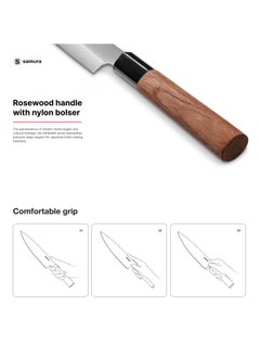 Samura Samura OKINAWA Gyuto Knife | 6.7"/170 mm | Double-Edged Blade | Rosewood Handle | AUS-8 Stonewash Blade | Precision Cutting | Corrosion Resistant  - Image 3