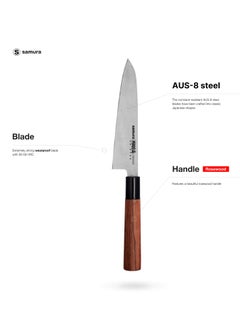 Samura Samura OKINAWA Gyuto Knife | 6.7"/170 mm | Double-Edged Blade | Rosewood Handle | AUS-8 Stonewash Blade | Precision Cutting | Corrosion Resistant  - Image 2