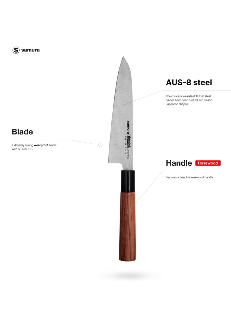 Samura Samura OKINAWA Gyuto Knife | 6.7"/170 mm | Double-Edged Blade | Rosewood Handle | AUS-8 Stonewash Blade | Precision Cutting | Corrosion Resistant  - Image 2