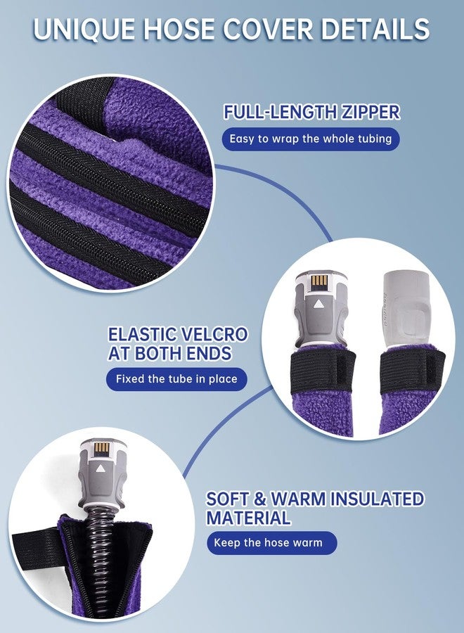 Lemintae 6.4ft CPAP Hose Cover for Resmed Heated Tubing, Airsense 11 & 10 ClimatelineAir Tubing Insulated Covers, Cat Proof CPAP Tube Fleece Sleeve with Full-Wrap Zipper - Prevent Condensation (Purple) - Image 4