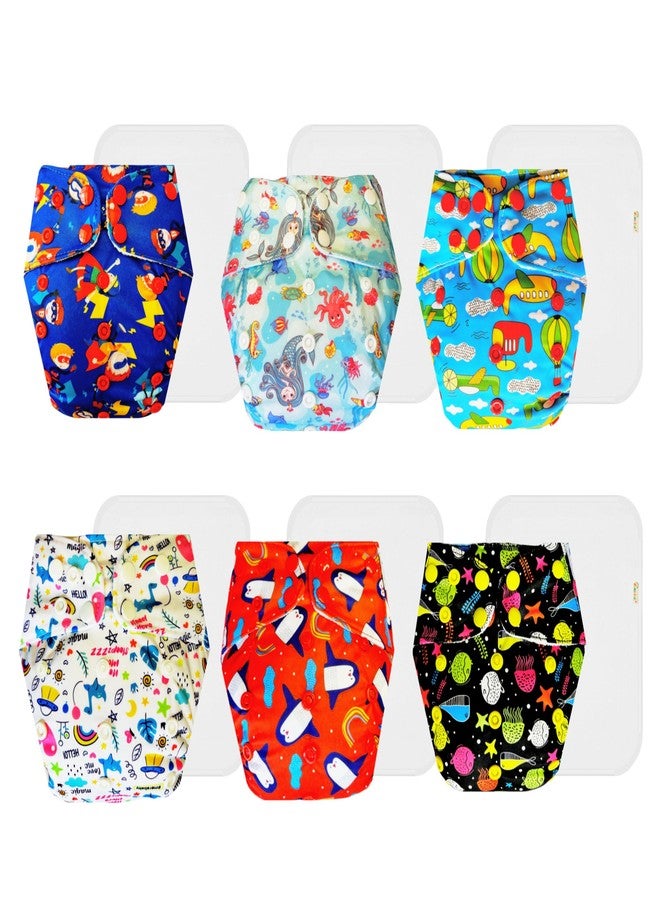 حفاضات دمبلدو القماشية الممتازة مع حشوة قطنية (عبوة من 6) | ناعمة ولطيفة | تسمح بمرور الهواء | مناسبة للسفر | تغيير حفاضات بدون قلق | من 3 أشهر إلى 3 سنوات | للجنسين - Image 1