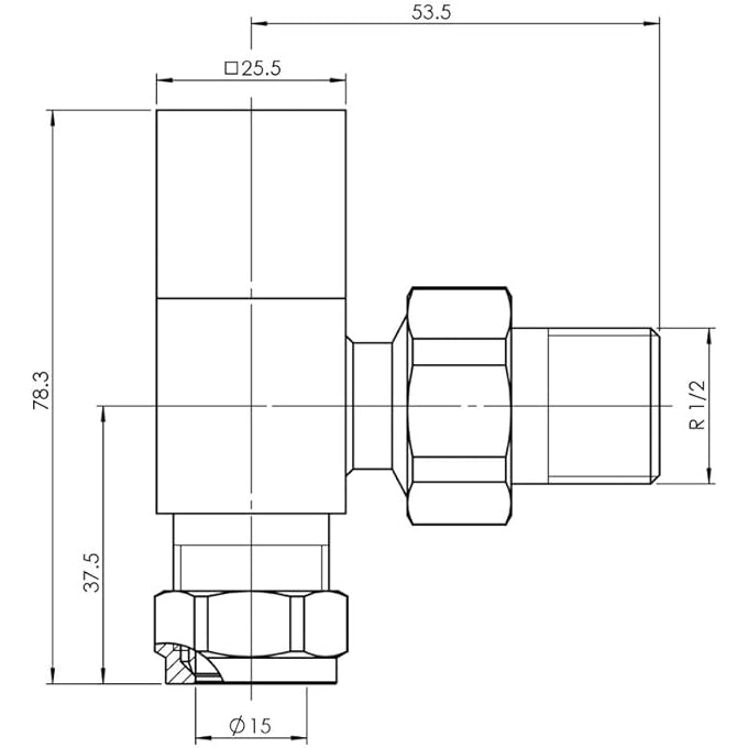SQUARE BLACK RADIATOR VALVE PAIR - BLACK MATT FINISH - CLASSY AND MODERN DESIGN 1/2" X 15MM ANGLED RADIATOR VALVE PAIR - PAIR OF VALVES - Image 2