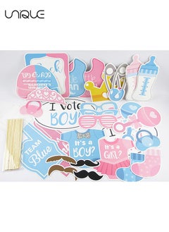 Unique 30Pcs Baby Shower Photo Booth Props,Gender Reveal Props Baby Shower Handheld Props for Unisex Newborn Boy Girl Party Decorations Baby Shower Banquet Supplies Diy Set  - Image 2