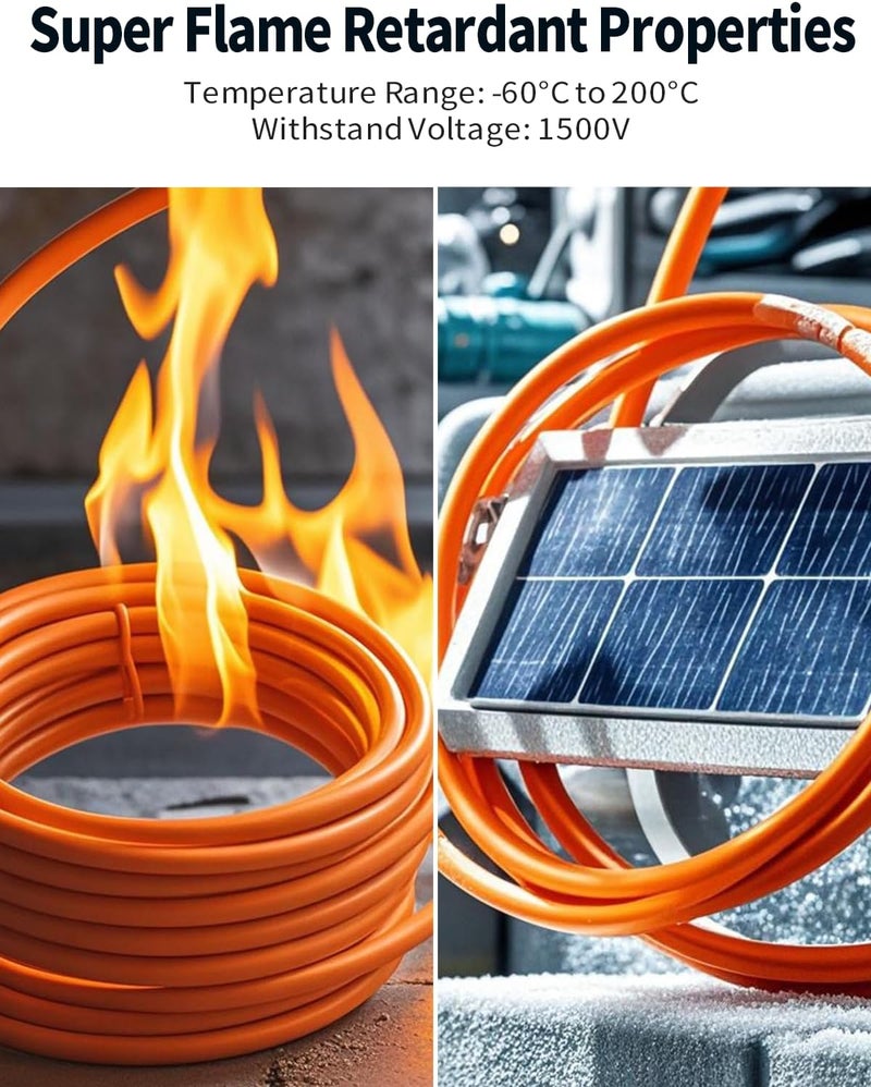 Tonton كابل تمديد الألواح الشمسية تونتون 10AWG طول 10 قدم، برتقالي، موصلات ذكر-أنثى، مقاوم للعوامل الجوية، لمشاريع الطاقة الشمسية بما في ذلك المركبات الترفيهية والأسطح والقوارب - Image 5