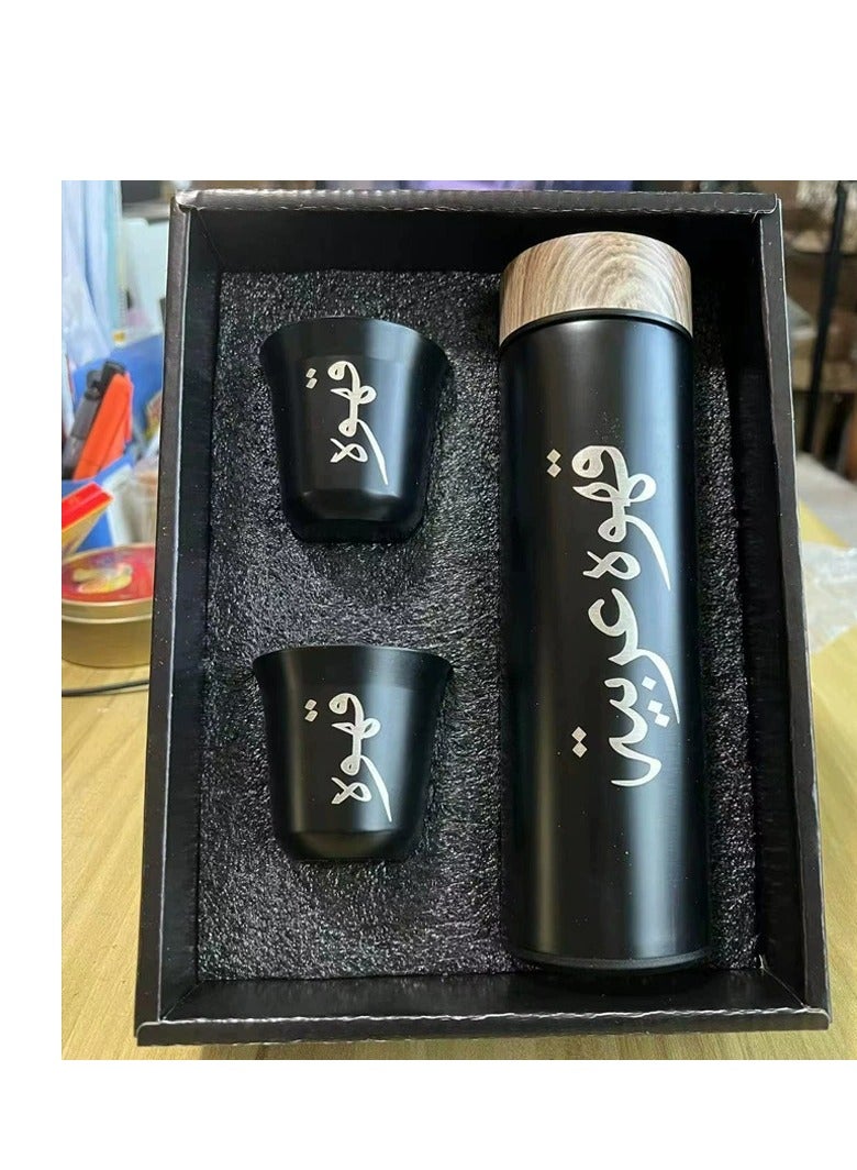 أسيف مجموعة أكواب وأكواب قهوة معزولة بنمط خشبي، أكواب مشروبات، أدوات شرب من الفولاذ المقاوم للصدأ - Image 5