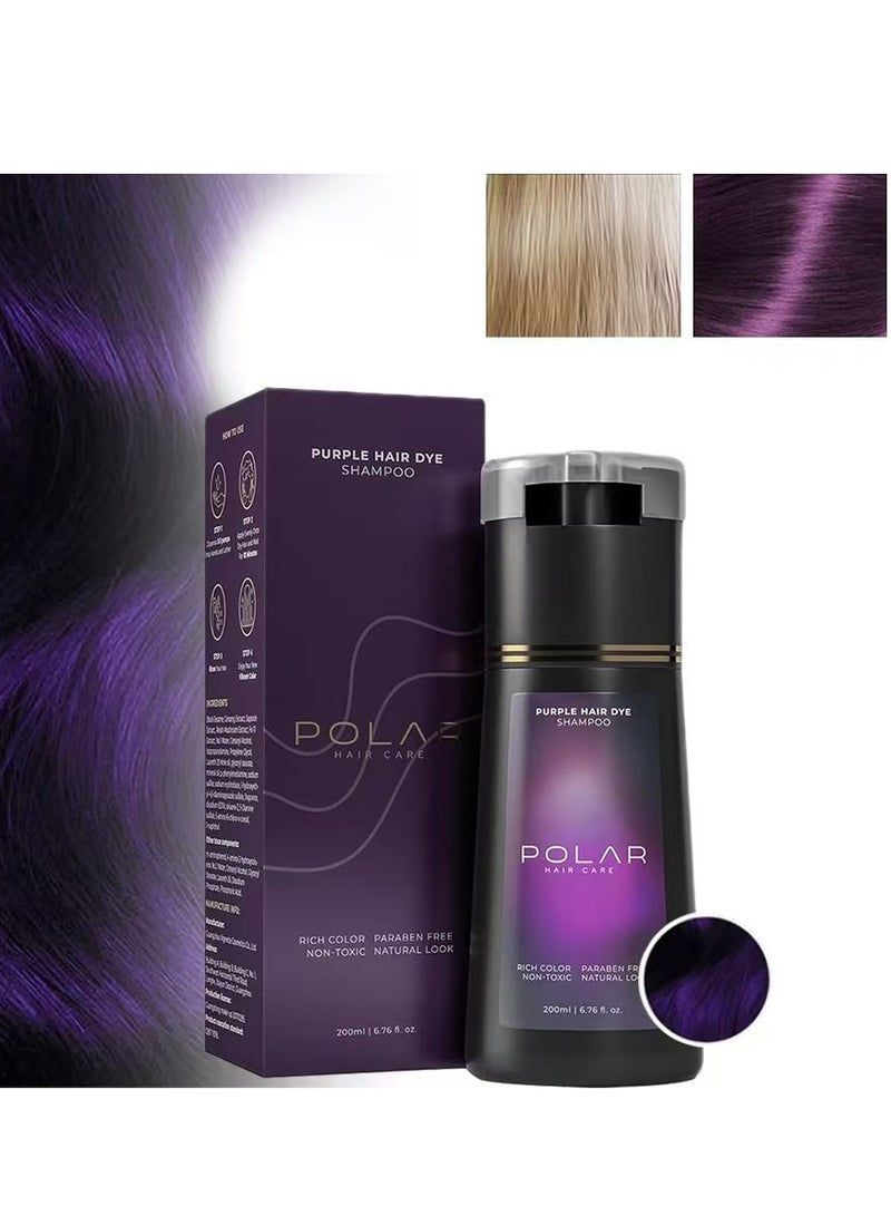 POLAR Hair Care Shampoo, Polar Hair Care Instant Dye Shampoo, Polar Hair Care Dye Shampoo (Purple) - Image 1